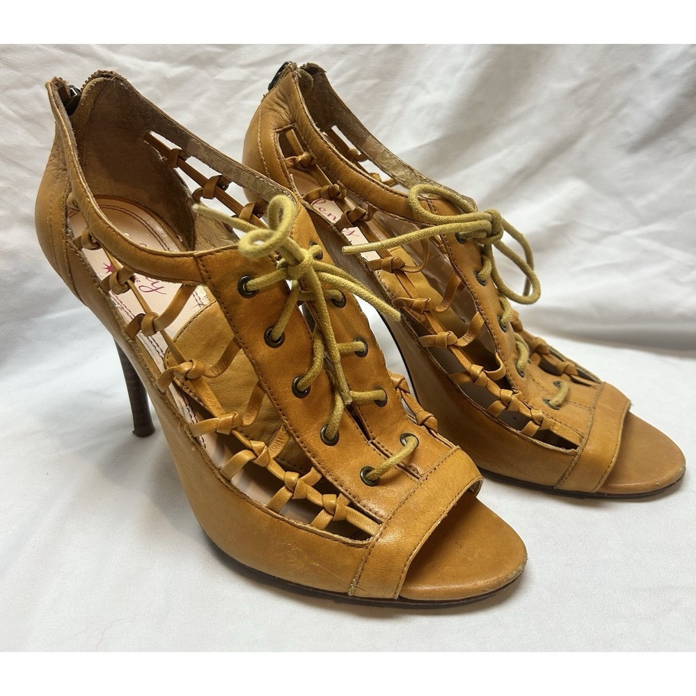 Plenty by Tracy Reese Shoes Women 39.5/9 Leather Stiletto Heel Lace Up